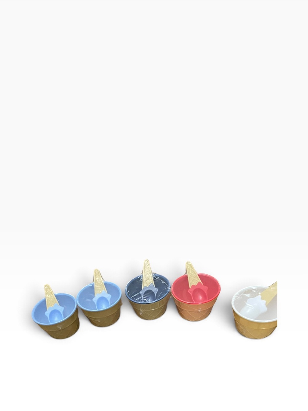 Assorted Pastel Ice Cream Cups Spoons - Blue, Navy, Pink, White choose one